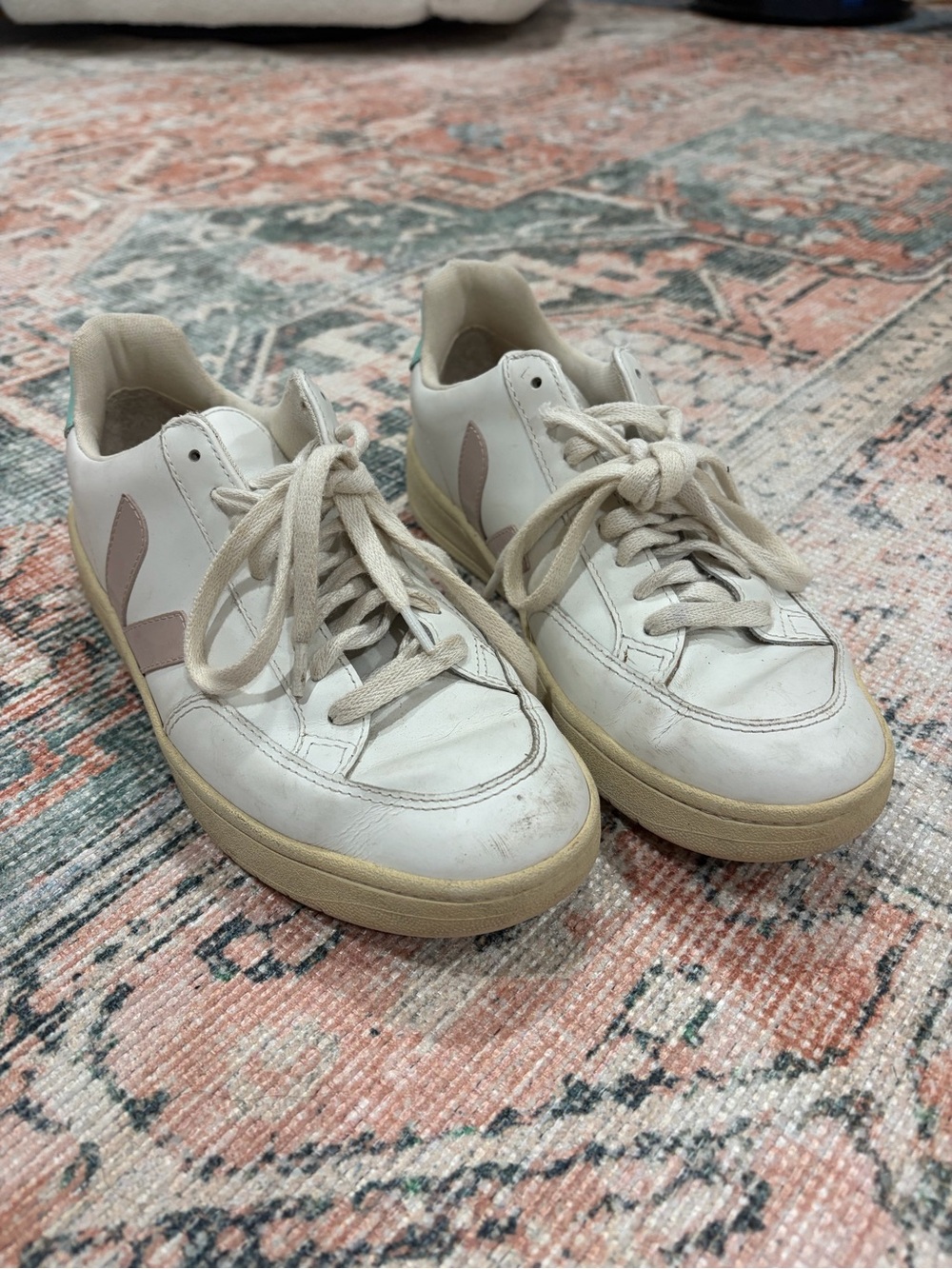 Veja White Sneakers with Light Beige Accents